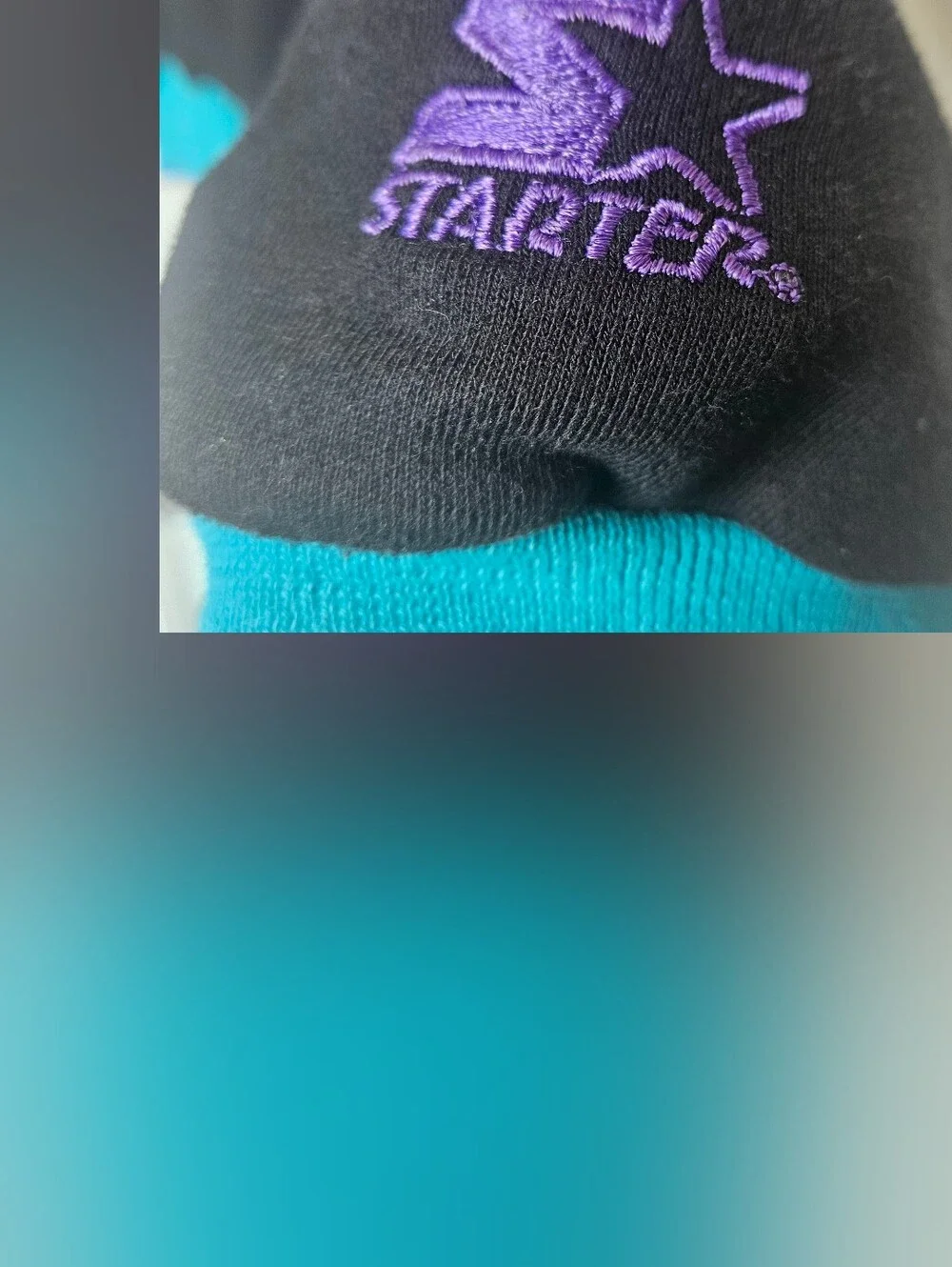 Rare Vintage 80s 90s Starter Color Block Hoodie Black Teal & Purple Size Medium